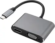 Auzzie Mart USB C HUB, USB C to HDMI VGA Adapter, 4 in 1 USB C to USB Adapter HDMI 4K, 1080P VGA, USB 3.0, 87W PD 3.0 Adapter, 4K Audio Converter - USB Type-C to HDMI VGA Adapter