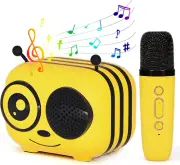 Mini Karaoke Machine with 1 Wireless Microphone, Portable Bluetooth Speaker for