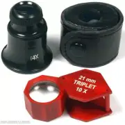10X Triplet 21mm Hexagon Eye Loupe & 15X Eyepiece Loupe Jewelers MagnifyingTools