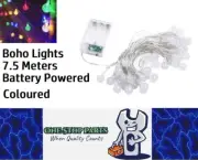 7.5m Multi Coloured 50 Crystal Ball Garland String Lights Battery operated