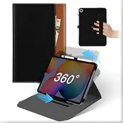 For Samsung Galaxy Tab S6 Lite 10.4 inch 2024 2022 2020 Case, Leather 360°Rotating and Detachable Stand Folio Cover with Pencil Holder&Pocket, Auto Wake/Sleep Flip Protective Tablet Case Black Brown