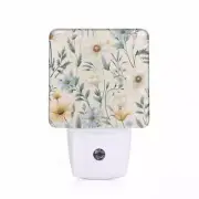 Nightlight - Cottagecore Wildflowers Custom LED Dusk to Dawn Night Light, Home D