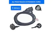 3m Piggyback Extension Cord 240V Power Lead Cable AU 3-Pin Black