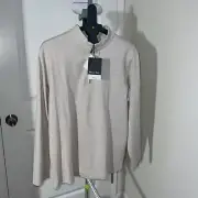 Mizzen + Main Sweater - Men's Large ProFlex Quarter Zip Golf Pullover Khaki NWT
