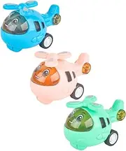 ERINGOGO Cartoon Car Toys for Boys and Girls 3pcs Pull Back Plane Model Inertia Car Toy