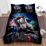 v3761 Bed Sheets The Witcher 3 Wild Hunt Main Characters In Digital Art Duvet Cover Set Bed Sheets IU3761