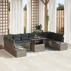 Garden Sofa Set 11 Pieces Grey Rattan Polyester Cushions vidaXL