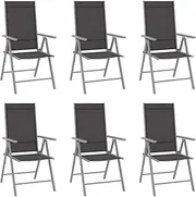 Patio Chair, Dining Chair with Armrest, Folding Garden Chairs 6 pcs for Patio, Restaurant, Yard, Poolside, 54 x 73 x 107 cm, Black