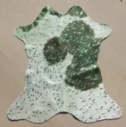 Mini Acid Wash Brazilian Cowhide Rug Metallic White 31" x 28" Small Decor