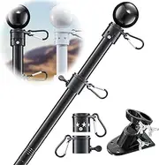 190cm Black Flag Pole, Tangle Free Spinning Stainless Steel Flagpole, Suitable for 3x5 Heavy Garden Flag 1" Dia Flag Pole for House, Wall-Mounted