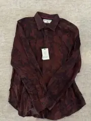 Robert Graham Men long sleeve button up XL maroon NWT $178