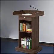 Lectern Podium Stand, Podium Stand Podium Wood Stand Portable Floor Standing Pulpit for Speakers/Wide Read Surface & Storage Shelf Pulpits for Churches, Wooden Reception St,Brown