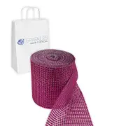 Fuchsia 24 Row Diamond Rhinestone Ribbon Trim Mesh Wrap 5 Yards - Wedding al