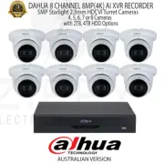 Dahua 8 Channel WizSense 8MP(4K) XVR+Dahua 5MP 2.8mm Turret Cameras & HDD Option