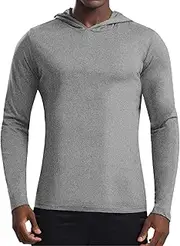 [FEESHOW] Men's UV Rash Sweatshirt Hoodie Long Sleeve Sunsafe T-Shirt UPF50+ Hiking Sport Hoodie Tops Sportwear