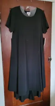 NWT LULAROE Women's S CARLY Noir Collection Solid Black Polyester Spandex Dress