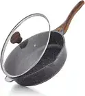 Swiss Nonstick 5-Quart Frying Pan with Lid - Induction & Gas Stovetop Compatible