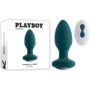 Playboy Pleasure Spinning Tail Teaser Vibrating Butt Plug #9.7 Blue - Unisex Ana