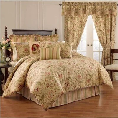 Waverly Queen Bedding Set Floral Comforter 4 Pc Set Bedspread Pillow Shams Skirt