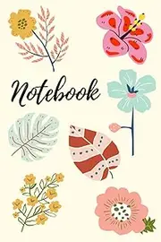 A5+ Notebook Floral Design Off-White: Colourful Blank Lined Notebook