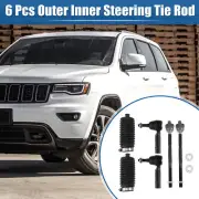 6 Pcs Car Front Inner Outer Tie Rod Ends W/ Rack Boots for Jeep Commander 06-10