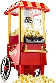 Gadgy Popcorn Machine | Fast Hot Air Popcorn Maker l Healthy, Oil Free/Fat Free l with Measuring Cup and Removable Top Cover l Retro Red Overlay
