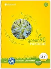 Staufen Green College Notepad DIN A4, Line Style 27 (Lined with Margin Lines), 80 Sheets, 4 Punched Holes, Premium White 90 g/m² Recycled Paper, Pack of 1