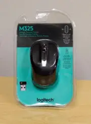 Logitech M325 Wireless Optical Mouse with Ambidextrous design Black New in Box