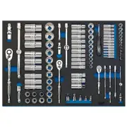 Draper Socket Set in Full Plus Drawer EVA Insert Tray 1/4" 3/8" 1/2" 96 Pc 63539