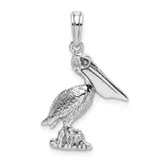 14K White Gold Standing Pelican Charm