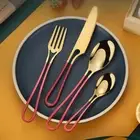 Cutlery Set Steak Knife Spoon Fork Slicer Dessert Stainless Steel Dinnerware 4Pc