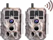 2 Pack 48MP 1296P Trail Cameras Bluetooth No Glow Waterproof Night Vision Camera