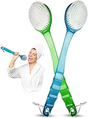 2-Pack Back Scrubber Shower Brush with Long Handle, Soft Bristles Full Body Skin Exfoliator for Bath Wet or Dry Brush for Men & Women (Style1, One Size)