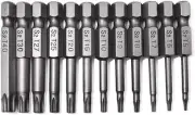 12PC Tamper Proof Star Impact Driver Bit Set Security Screwdriver Bits Hex Shank