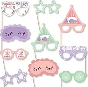 Big Dot of Happiness Pajama Slumber Party Glasses and Masks - Paper Card Stock Girls Sleepover Birthday Party Photo Booth Props Kit - 10 Count