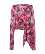 Balmain Floral Printed Tie Front Top FR36,FR40 Red