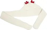 [FOMIYES] 1Pc Hat with Scarf Woolen Hooded Collar Design Cute Antler Ear Warmth for Cold Days Present Giving Lightweight Easy to Care White