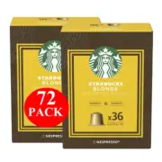 Starbucks By Nespresso Blonde Espresso Roast Coffee Pods Capsules 72 Pack