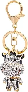 [SAFIGLE] 1Pc Adorable Rhinestone Inlaid Calf Keychain Pendant for Bags Backpacks Keys present for Friends Year Decoration