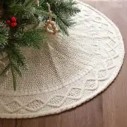 Knitted Christmas Tree Skirt: 36 Inches Cream White Tree Skirt, Diamond Edge Cab