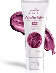 Herbishh Koloret Keratin Color Depositing Hair Mask – 2-in-1 Deep Conditioner for Vibrant Pink Hair, Revives Color & Ideal for Dry Damaged Hair, Salon-Worthy Shine at Home, All Hair Types, Pink, 3.5 fl.oz/100 ml