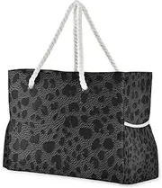Amooorous Black Leopard Animal Print Sturdy travel tote bags for women carry on with zipper bags for women tote for Travel Gym Vacation, Black Leopard Animal Print, 1 size