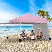 CostwayPop up Canopy Tent with 2 Convertible Sidewalls and UPF50+ UV protection-Pink