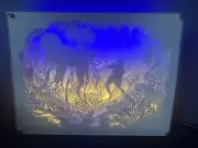 Acrylic Art Cut Out Light Up Picture Shadow Box Scuba Diver Ocean Diving Collage