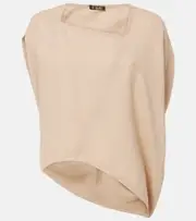 [Loro Piana] Loro Piana Gaia asymmetric linen crêpe top AU 6 beige