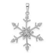 Sterling Silver Rhodium Diam. Snowflake Pendant