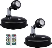 Petorobot Wireless Spotlight Indoor,Battery Operated Spotlight with Dimmable Timer Uplight Mini Accent Lights with Remote for Wall Display Plants Painting Artwork Closet Natural White