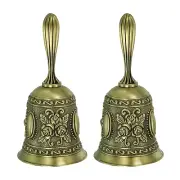 Hand Bell, 2pcs Dinner Bell Call Bell Vintage Carved, Bronze