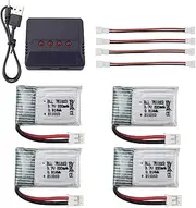 Fytoo 4PCS 3.7V 220mah Lithium Battery with 4in1 Balance Charger for E010 E010C E011 E011C E013 GoolRC T36 NINHUI NH010 F36 H36 HS210 SANROCK GD65A ATOYX AT-66 Quadcopter Accessories RC Drone