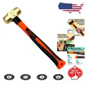 Professional-Grade 3lb Brass Hammer with Fiberglass Handle - Corrosion Resistant